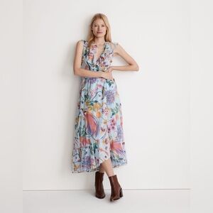 Banjanan Asymmetrical Maxi Dress with Flutter Sleeves Size XS